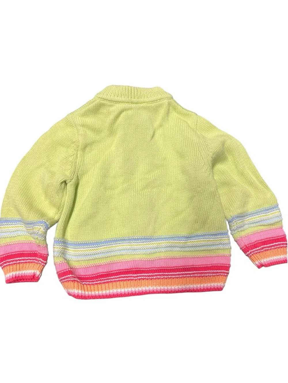 Vintage Y2K Gymboree Lime Green Zip-Up Knit Cardigan Sweater Stripes